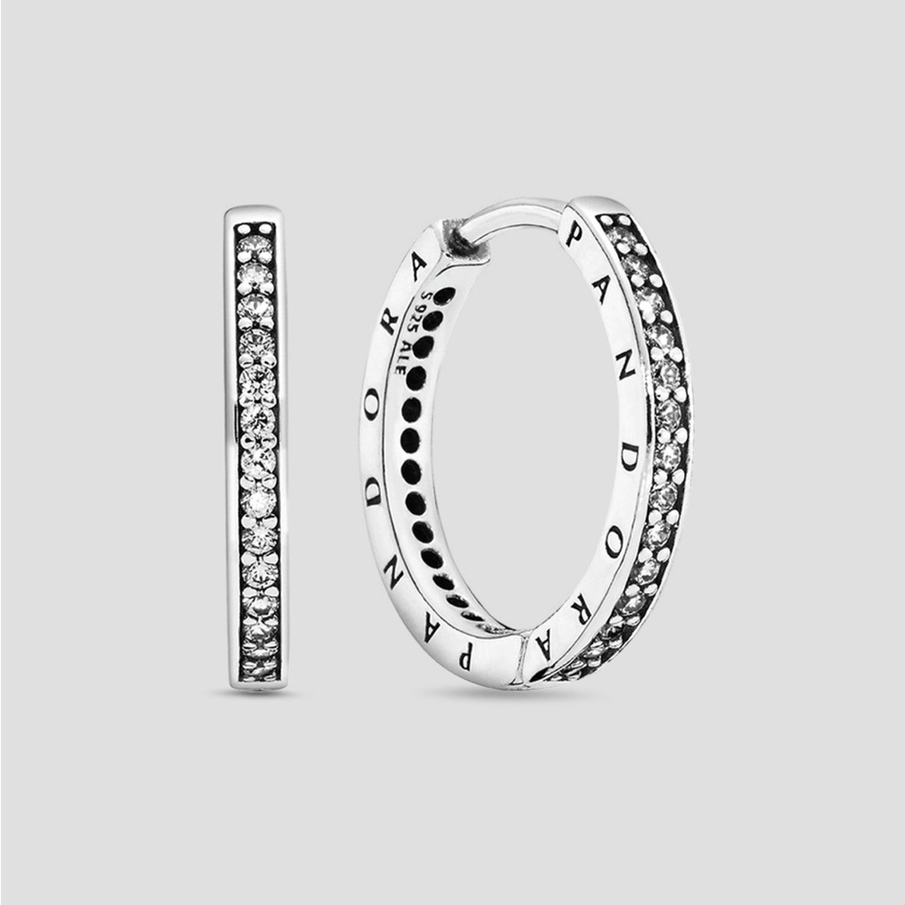 Pandora Signature Logo & Pavé Hoop SINGLE Earring